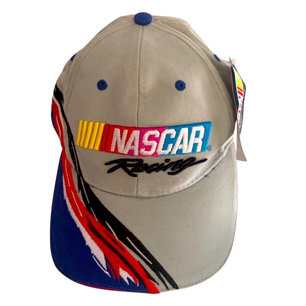Vintage NASCAR Hat 90’s Gray Strapback Splash Racing Cars RARE Kudzu Promo